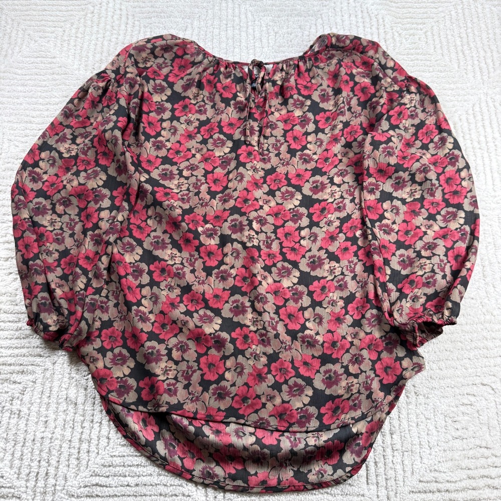 Chaps Floral Blouse Womens Small Boho Dark Romantic Cottagecore Western Feminine
